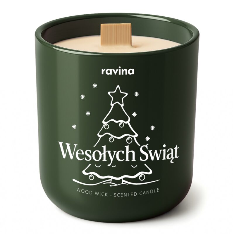 Duftkerze Tannenduft in handbemaltem Glas mit frischen Noten von Fichte, Tanne und Nadelholz