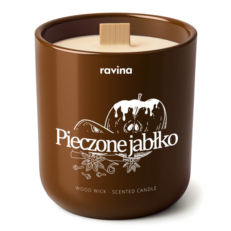 Duftkerze Gebackener Apfel in handbemaltem Glas, aromatisch-süßer Duft mit Apfel, Zimt und Vanille für gemütliche Atmosphäre