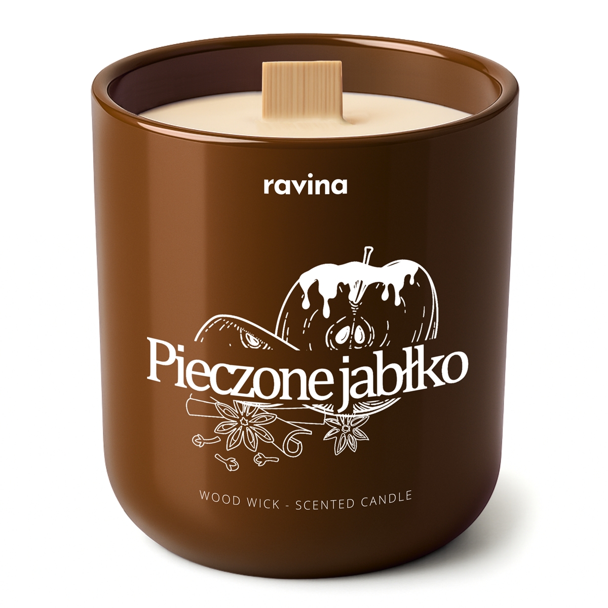 Duftkerze Gebackener Apfel in handbemaltem Glas, aromatisch-süßer Duft mit Apfel, Zimt und Vanille für gemütliche Atmosphäre