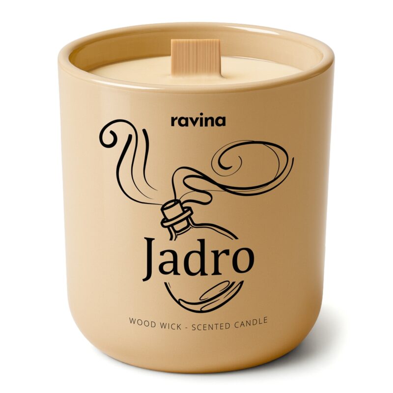 Jadro Duftkerze von Ravina in handbemaltem Glas, inspiriert von Dior J’adore, blumig, feminin und luxuriös mit Jasmin, Damaszener-Rose und Ylang-Ylang