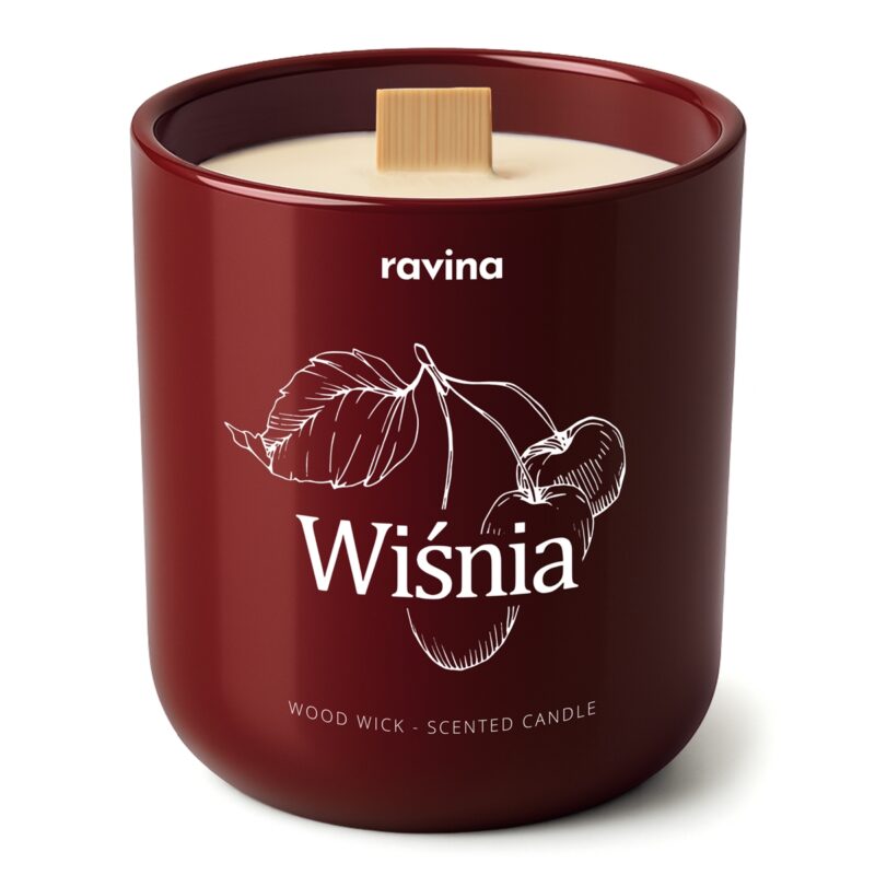 Duftkerze Kirsche in handbemaltem Glas, fruchtiger Kirschenduft für jeden Raum