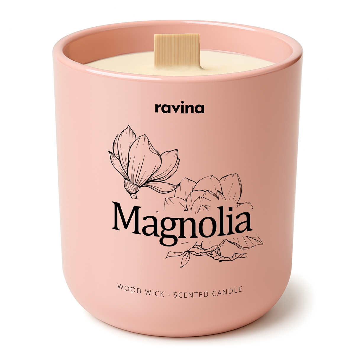 Duftkerze Magnolia in handbemaltem Glas, blumiger Magnolia- und Jasminduft für ein entspanntes Raumambiente