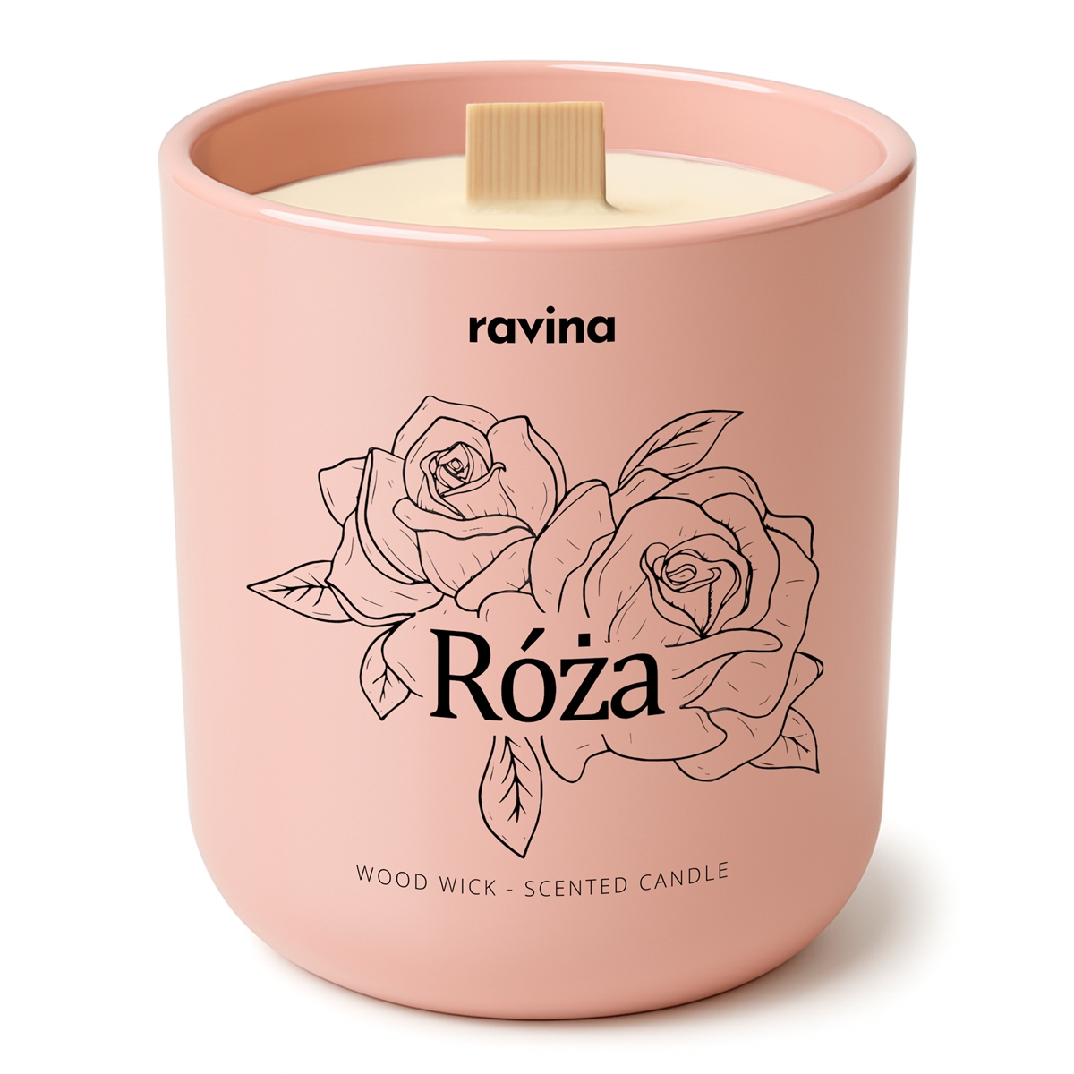 Rose Duftkerze von Ravina in handbemaltem Glas, klassischer, eleganter Rosenduft für Zuhause und entspannende Momente