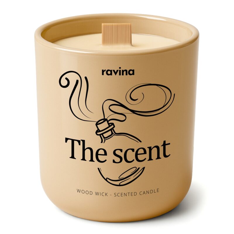 The Scent Duftkerze von Ravina in handbemaltem Glas, inspiriert von Hugo Boss The Scent, Leder-Ingwer-Maninka Duft mit orientalischer Süße