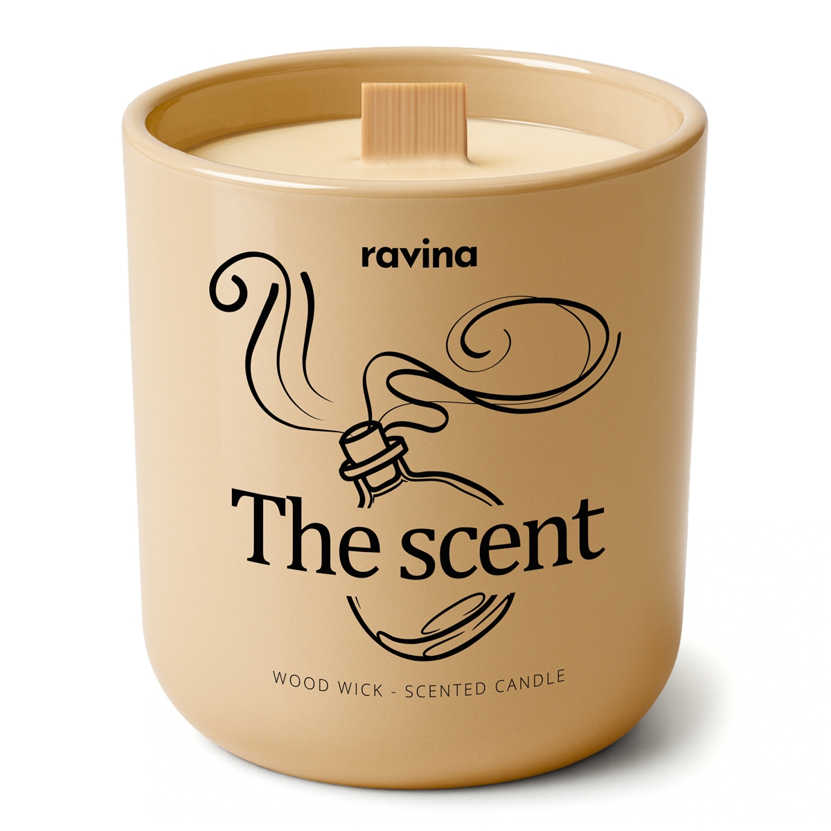 The Scent Duftkerze von Ravina in handbemaltem Glas, inspiriert von Hugo Boss The Scent, Leder-Ingwer-Maninka Duft mit orientalischer Süße