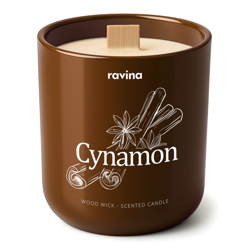 Duftkerze Zimt in handbemaltem Glas mit würzigen Noten von Zimt und Nelken