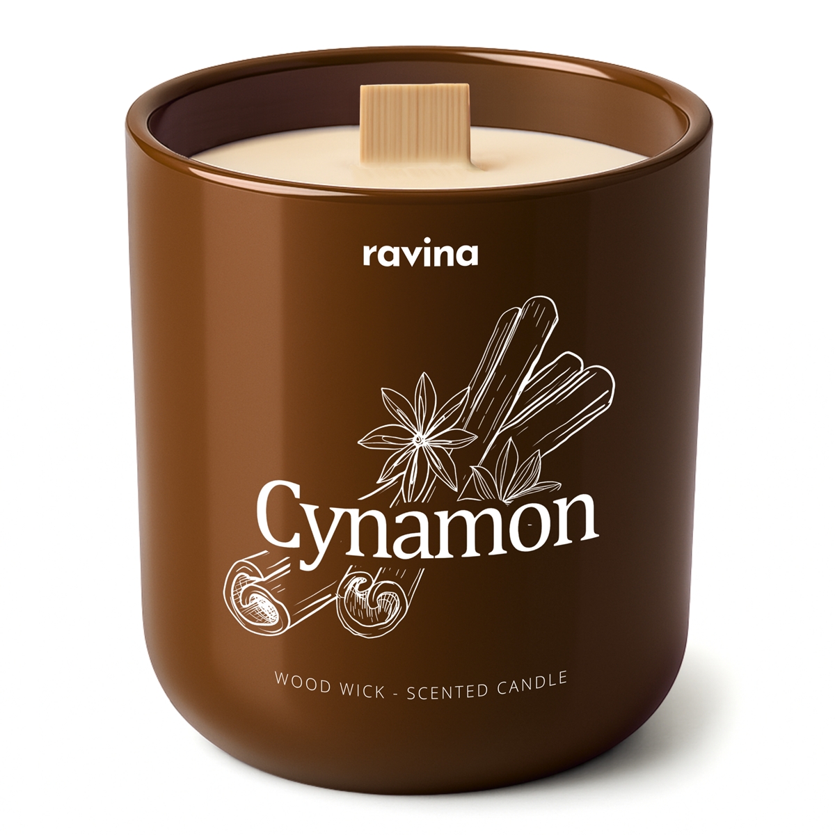 Duftkerze Zimt in handbemaltem Glas mit würzigen Noten von Zimt und Nelken