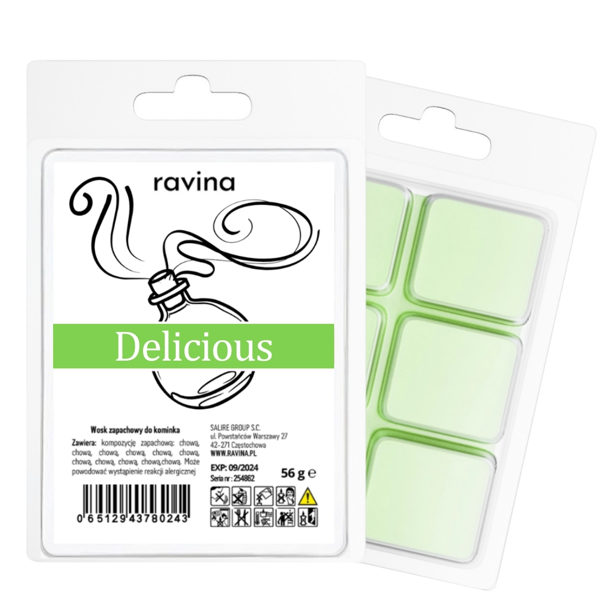 Duftwachs Delicious von Ravina – frischer, fruchtiger Duft mit grüner Apfel-, Gurken- und Grapefruitnoten für Wohnräume