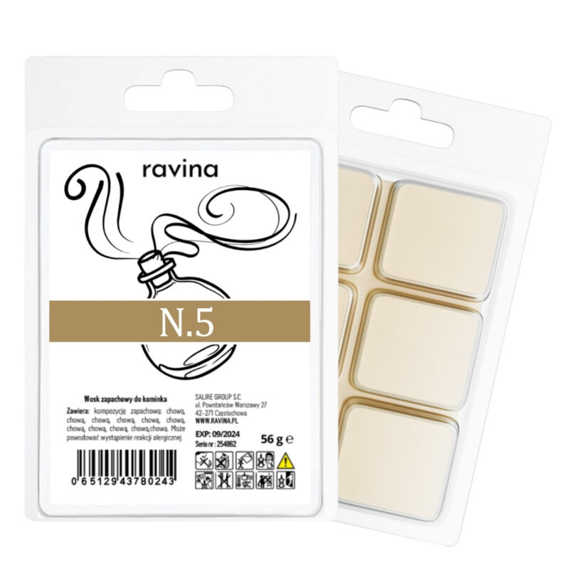 Duftwachs N.5 von Ravina – pudrig-blumiger, femininer Duft inspiriert von Chanel No.5 für Wohnräume und Schlafzimmer