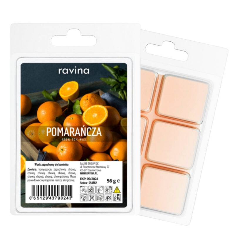 Duftwachs Orange in Blisterverpackung – frischer, natürlicher Orangenduft für Wohnräume.