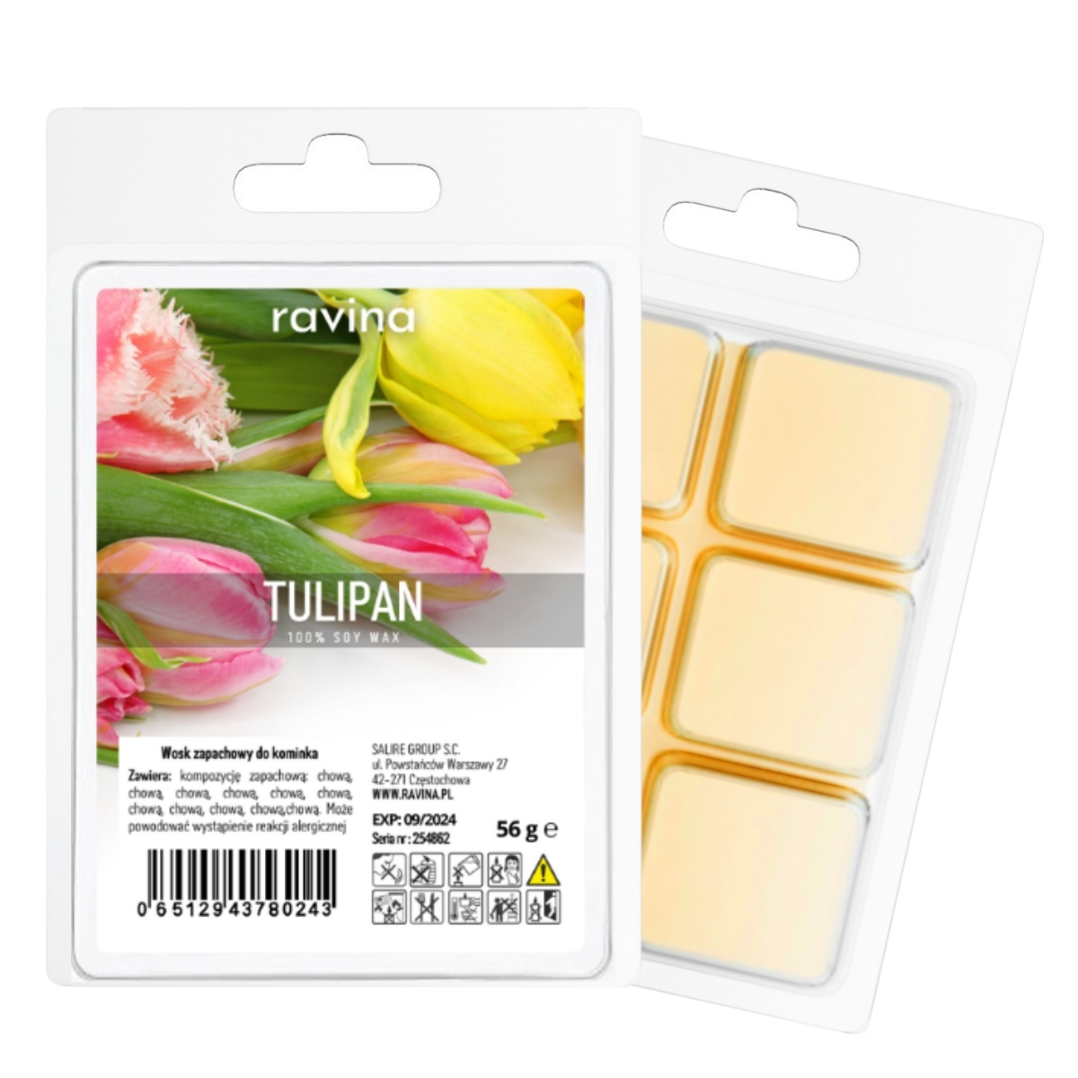 Duftwachs Tulipan von Ravina – frischer, blumiger Duft mit Tulpe, grünen Blättern und Kirschblüte für frühlingshafte Räume