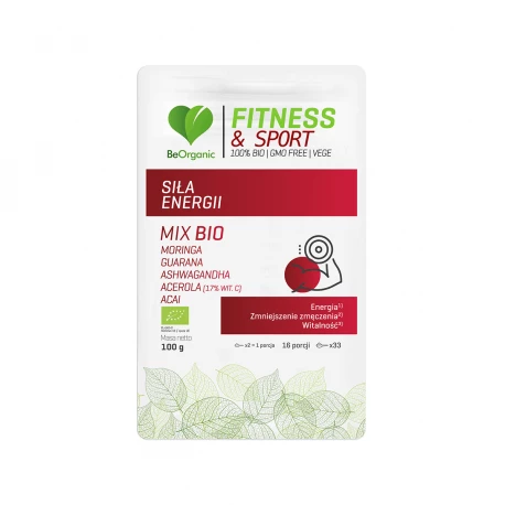 BeOrganic Fitness & Sport Kraft & Energie Bio Superfood Pulver mit Moringa Guarana Ashwagandha 100 g