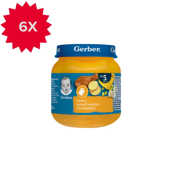 Gerber Cremesuppe aus hellem Gemüse mit Huhn für Babys ab 5 Monaten im 125-g-Glas