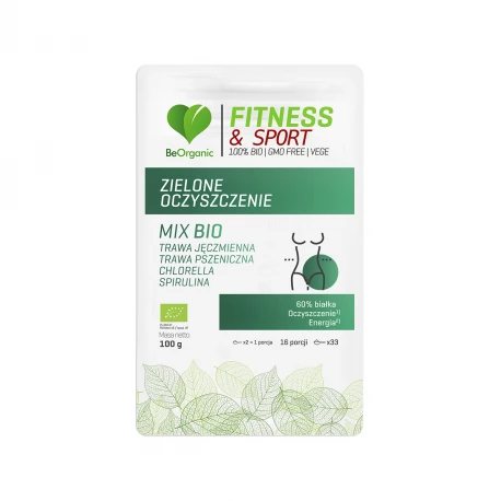 BeOrganic Grünes Detox BIO Pulver mit Gerstengras, Weizengras, Spirulina und Chlorella für vegane Entgiftung und Vitalität
