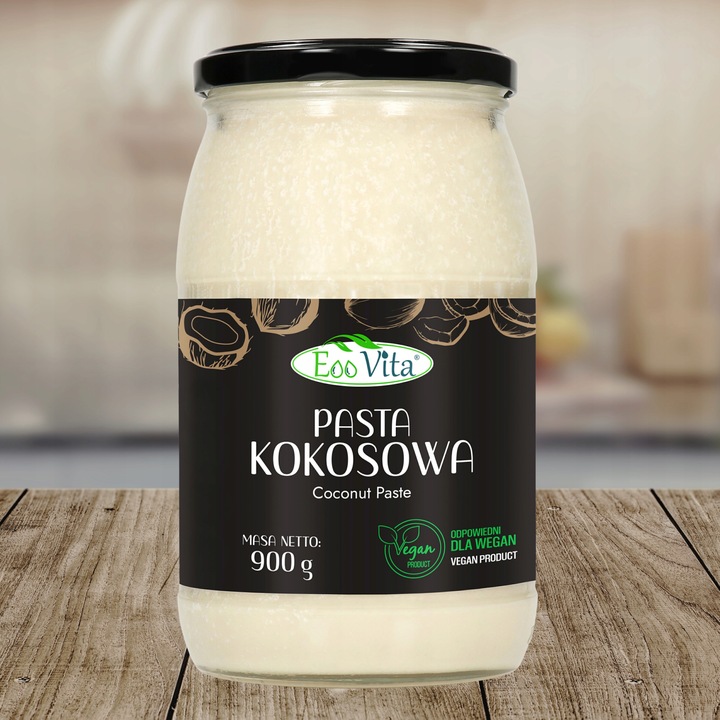 Kokospaste 900 g – cremige Paste aus 100 % Kokosraspeln, glatt und aromatisch, ideal für Brotaufstrich, Desserts, Smoothies und Currys