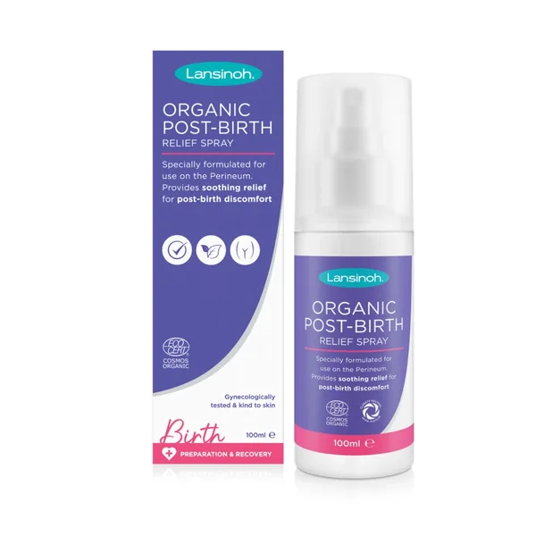 Lansinoh Bio-Schmerzlinderndes Postpartum-Spray 100 ml für natürliche Pflege und Schmerzlinderung im Dammbereich nach der Geburt