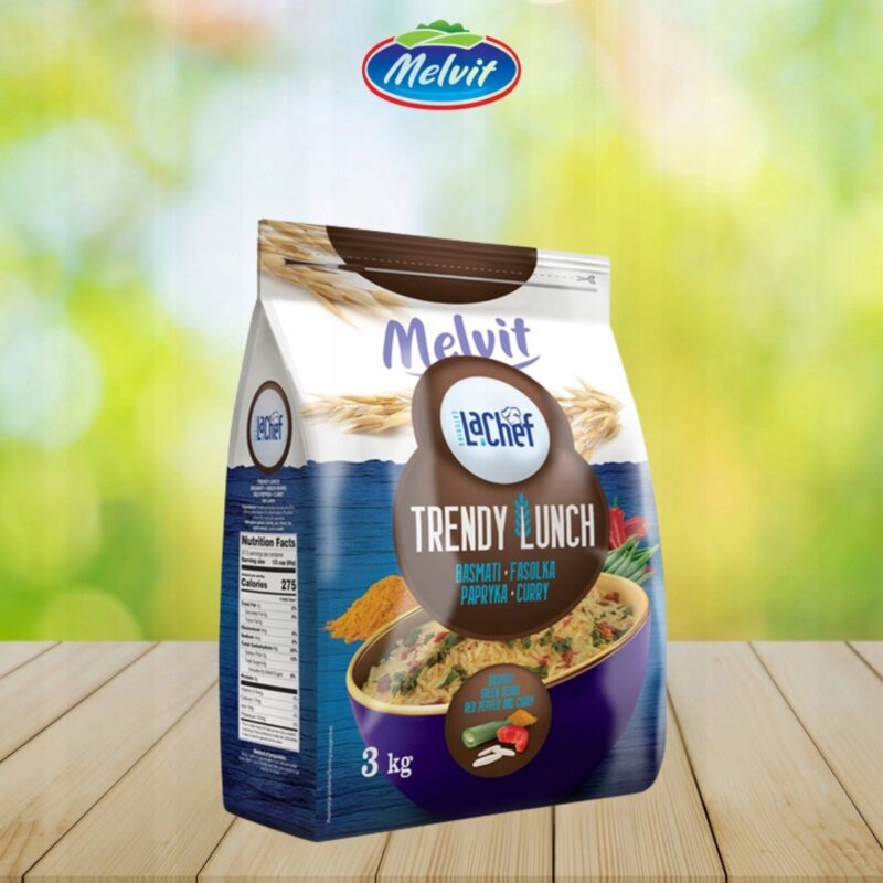 Melvit Trendy Lunch Basmati Reis mit grünen Bohnen, Paprika und Curry 3 kg