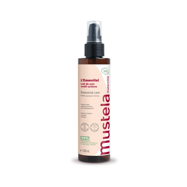 Mustela Maternité Essential Care Körpermilch 200 ml – feuchtigkeitsspendende Pflege für Schwangere und Frauen nach der Geburt