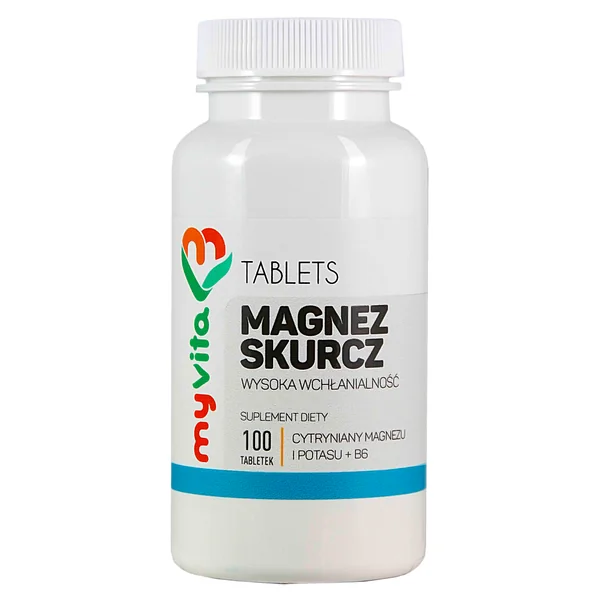 MyVita Magnesium Skurcz Tabletten zur Unterstützung von Muskeln, Nerven und Energiestoffwechsel, mit Magnesium, Kalium und Vitamin B6