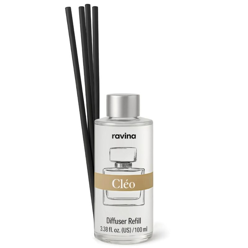 Nachfüllflüssigkeit für Cléo-Diffusor, Blumenduft mit Pfingstrose, Freesie und Rose, 100 ml mit 4 Rattanstäbchen