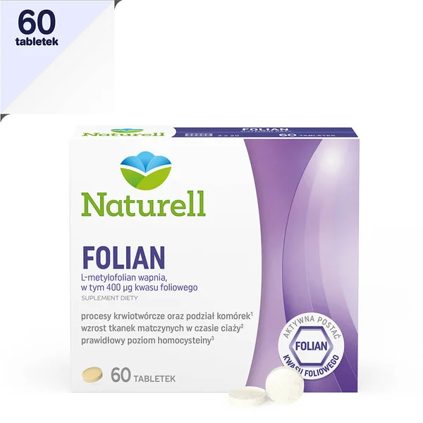 Naturell Folian Tabletten – Calcium-L-Methylfolat Nahrungsergänzung zur Unterstützung des aktiven Folsäurespiegels