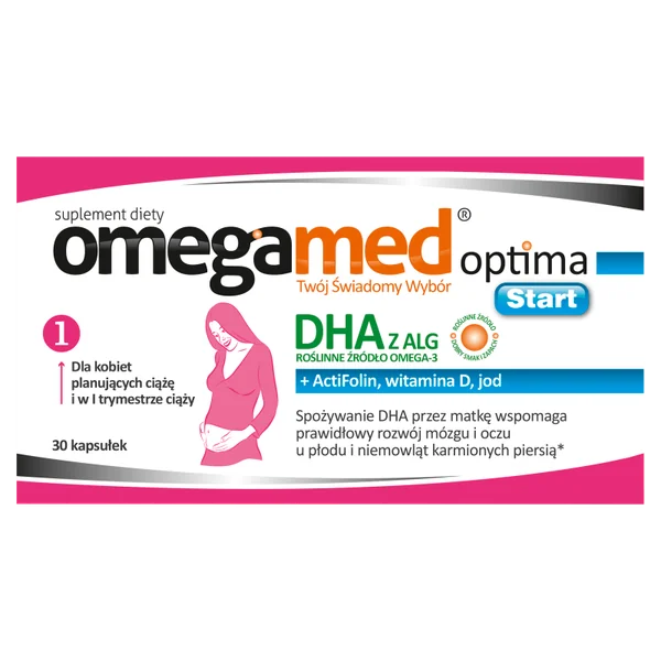 Omegamed® Optima START, 30 Kapseln, Nahrungsergänzung mit DHA, Folsäure, Vitamin D und Jod für Frauen vor und während der Schwangerschaft