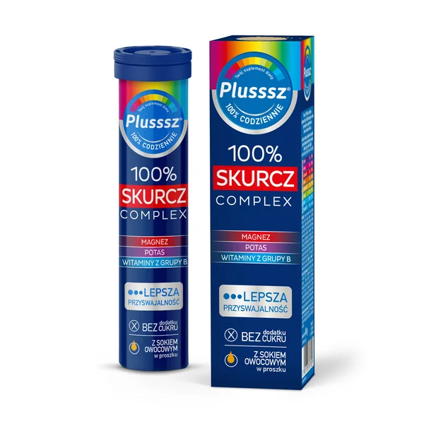Plusssz 100% Skurcz Complex Brausetabletten mit Magnesium, Kalium, B-Vitaminen und Coenzym Q10