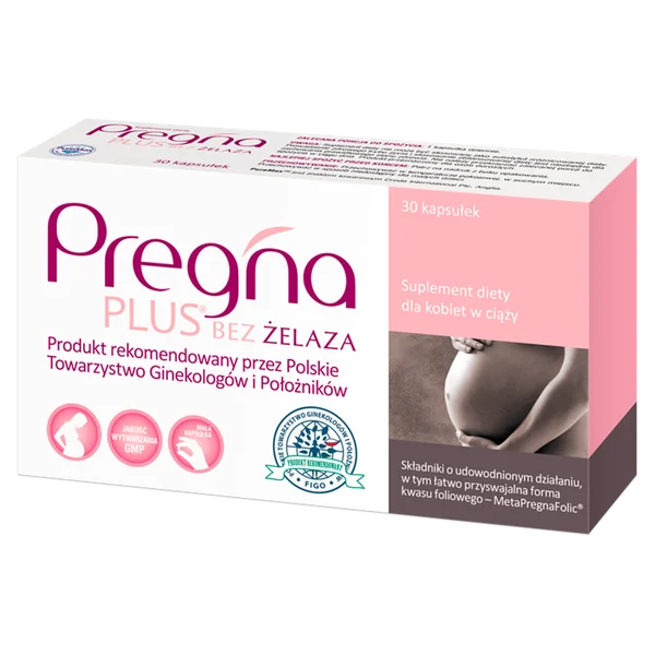 Pregna PLUS Ohne Eisen, 30 Kapseln – Nahrungsergänzung für Schwangere ohne zusätzliches Eisen