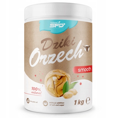 SFD Dziki Orzech Smooth Erdnussbutter 1000 g – natürliche Erdnusscreme ohne Zucker und Palmöl