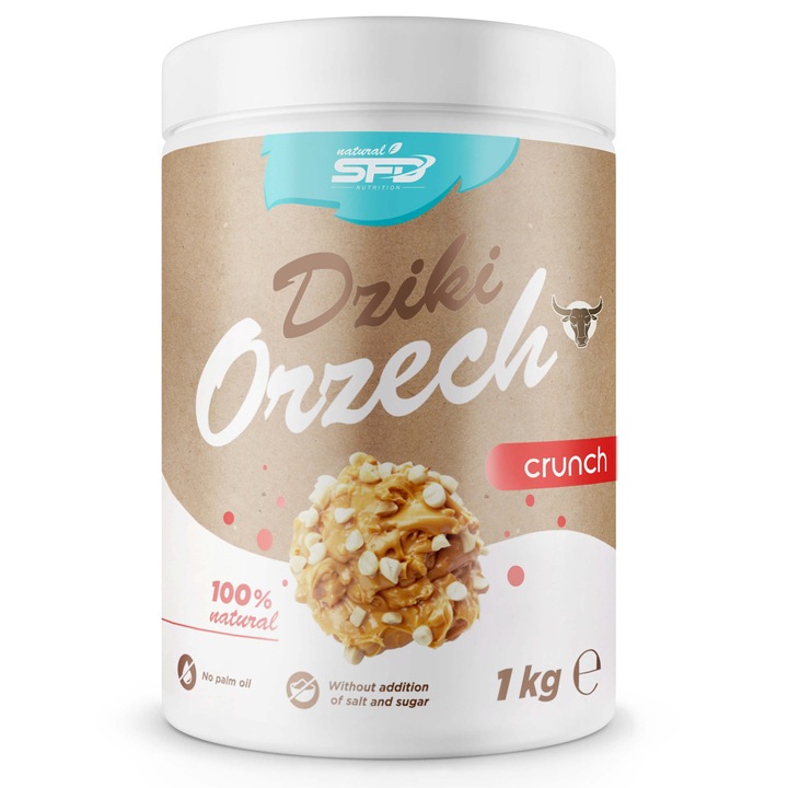 SFD Dziki Orzech Crunch Erdnussbutter 1 kg – natürliche Erdnusscreme ohne Zuckerzusatz