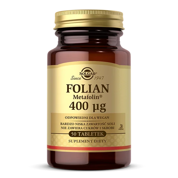 Solgar Folian 400 µg Tabletten – Nahrungsergänzung mit Calcium-L-Methylfolat (Metafolin®) zur Unterstützung des aktiven Folsäurespiegels