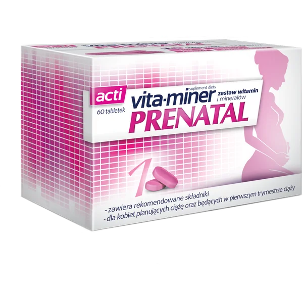 Vita-miner Prenatal Nahrungsergänzungsmittel 60 Tabletten für Frauen vor und während der Schwangerschaft