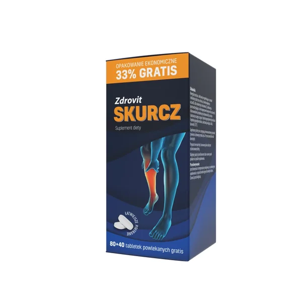 Zdrovit Skurcz Tabletten – Nahrungsergänzung mit Magnesium, Kalium, Vitamin B6 und E zur Unterstützung der Muskelfunktion und Nerven.Zdrovit Skurcz – Tabletten für gesunde Muskeln und Nerven mit Magnesium, Kalium, B6 und E.