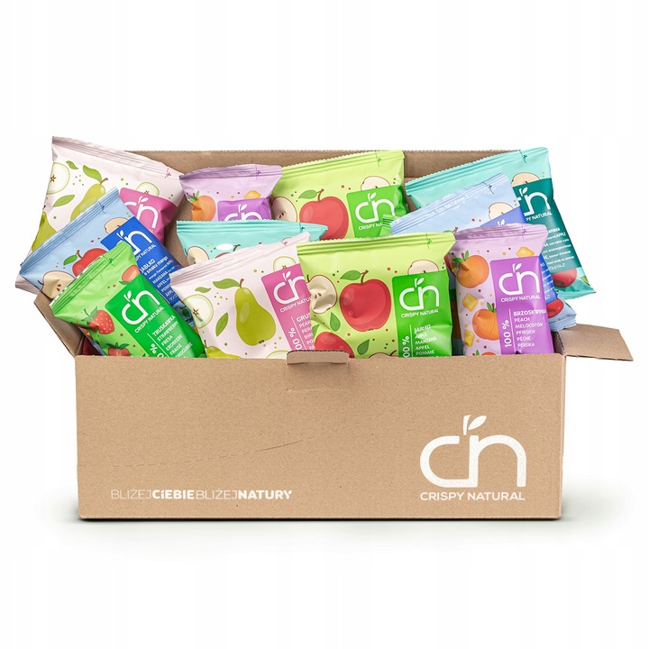 12 Packungen getrocknete Obstchips Crispy Natural – gesunder Obstmix in verschiedenen Geschmacksrichtungen