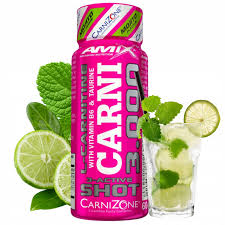 Amix Carni Shot 3000 – Flüssiges L-Carnitin für Frauen, 3000 mg pro Ampulle, 20 Shots, Mojito Geschmack, zur Unterstützung von Fettabbau und Energie.