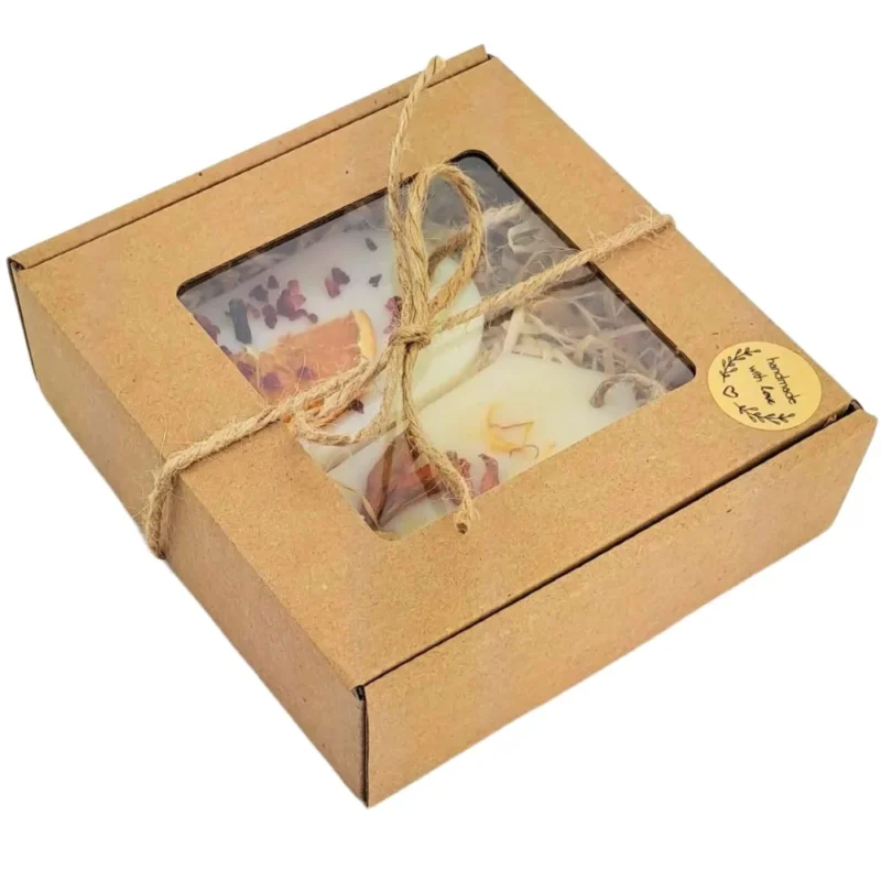 Zwei handgemachte Duftwachse von NOBLE für Aromalampen, Vanille-Kaschmir und exotische Orange, natürliche Sojawachse im Geschenkset