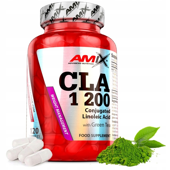 AMIX CLA 1200 + Grüner Tee – 120 Kapseln zur Unterstützung von Fettabbau, Muskelaufbau und Stoffwechsel