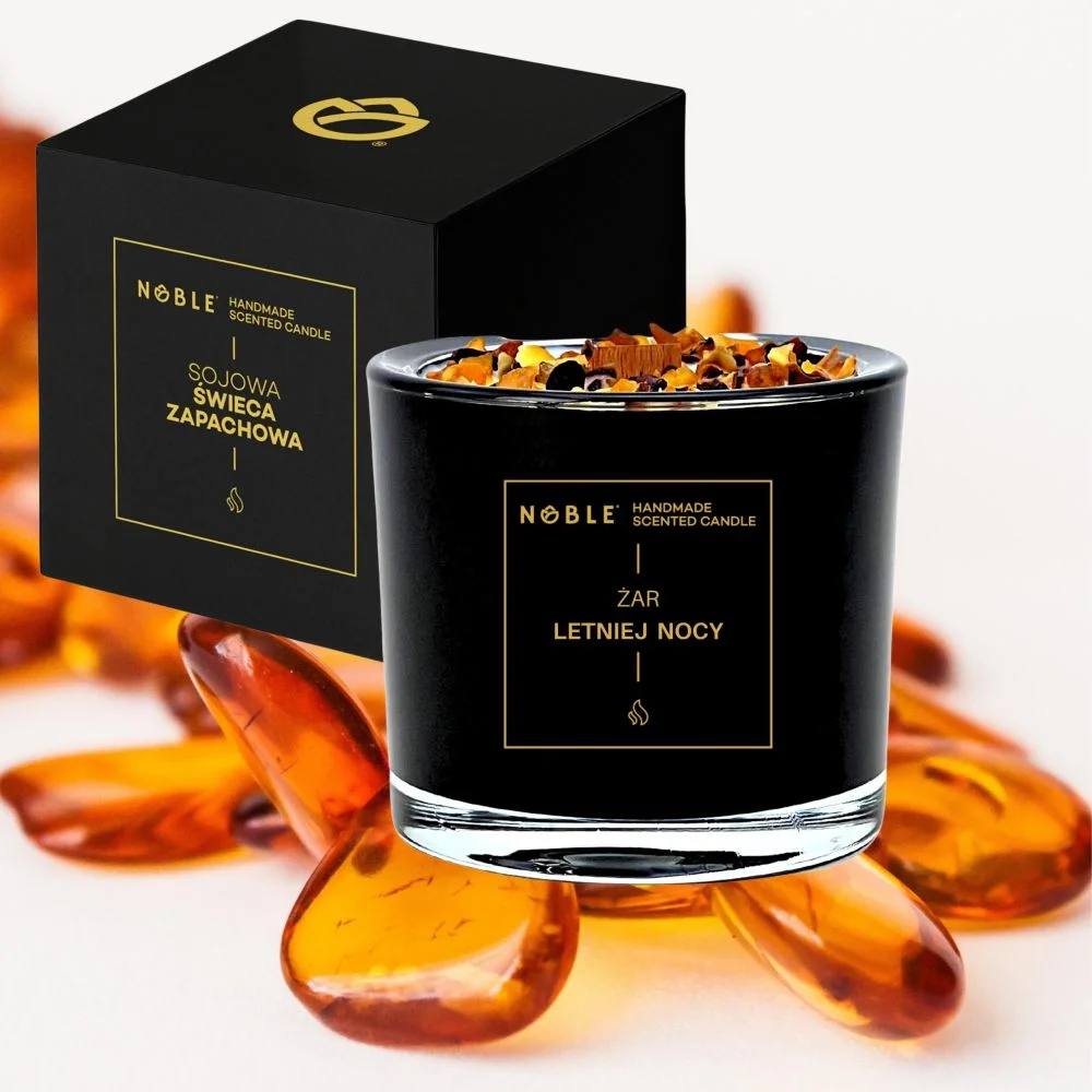 Noble Sommnernachtglut Duftkerze – natürliche Sojakerze mit Vanille-, Bergamotte- und holzigen Duftnoten