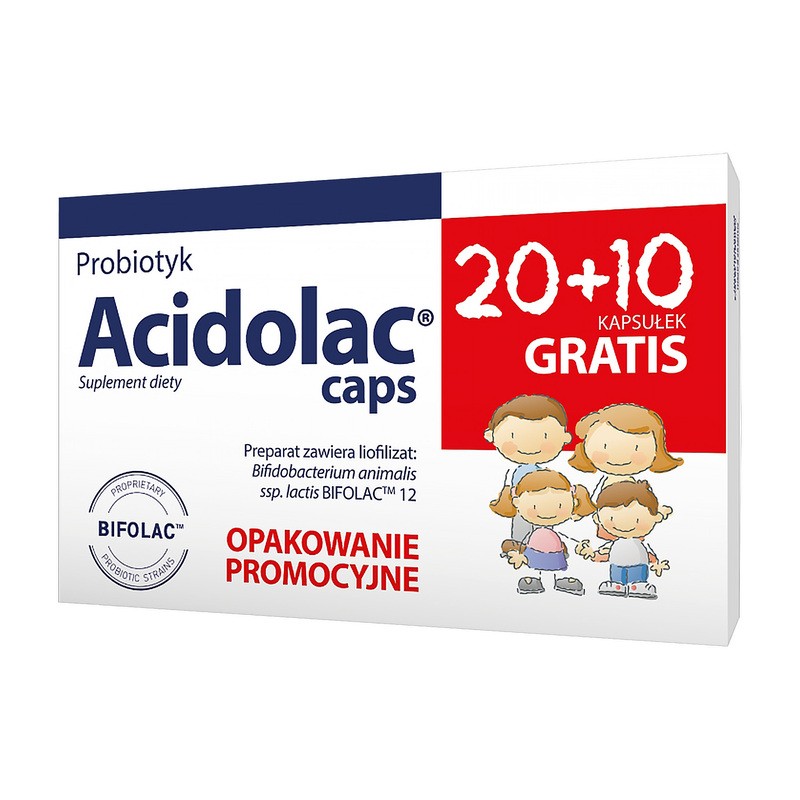 Acidolac Caps Kapseln mit Bifidobacterium zur Unterstützung des Immunsystems für Kinder ab 6 Jahren und Erwachsene