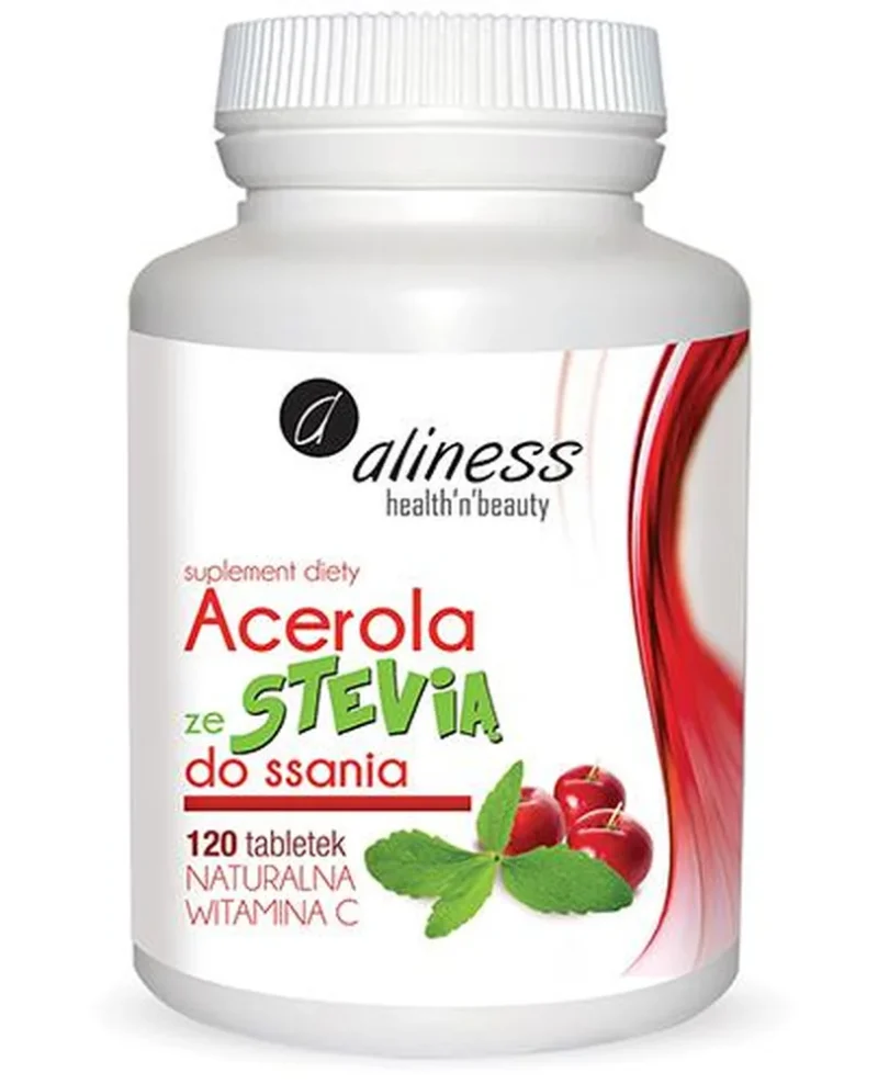 Aliness Acerola mit Stevia zum Lutschen, 120 Tabletten, mit natürlichem Vitamin C zur Unterstützung des Immunsystems