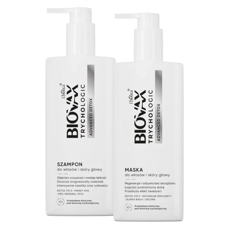 Biovax Trychologic Advanced Detox Haarpflege Set mit Detox Shampoo und Haarmaske zur Tiefenreinigung von Haaren und Kopfhaut