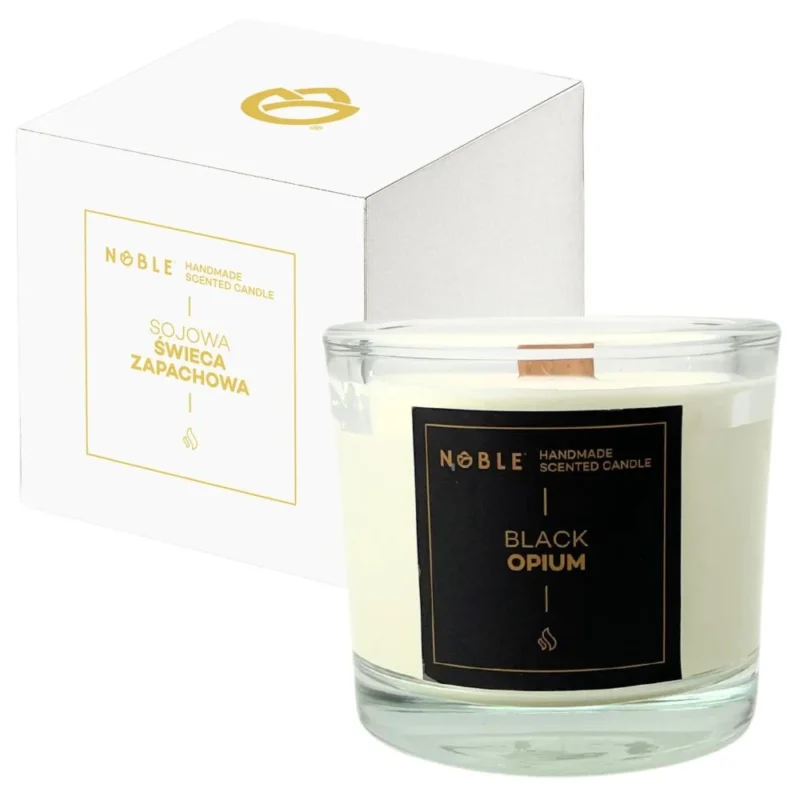 Noble Black Opium Sojakerze – große, handgefertigte Kerze mit orientalischem Duft aus Vanille, Kaffee, Pfeffer und Moschus