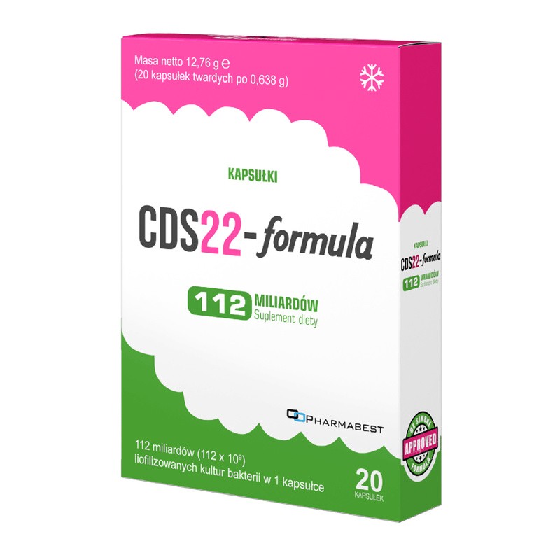 CDS22-Formel 112 Mrd. Kapseln – Probiotikum mit lyophilisierten Bakterienkulturen für Säuglinge, Kinder und Erwachsene, 20 Stück