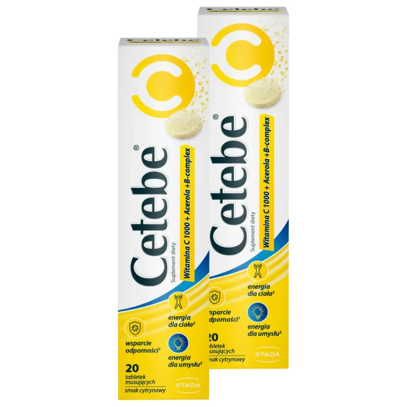 Cetebe Vitamin C 1000 + Acerola + B-Komplex, 20 Brausetabletten zur Unterstützung des Immunsystems und zur Reduzierung von Müdigkeit