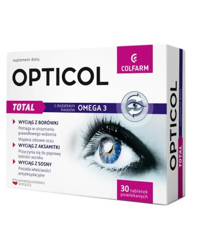 Opticol Total Tabletten – Nahrungsergänzung für gesunde Augen mit Lutein, Ginkgo und Antioxidantien, 30 Stück.