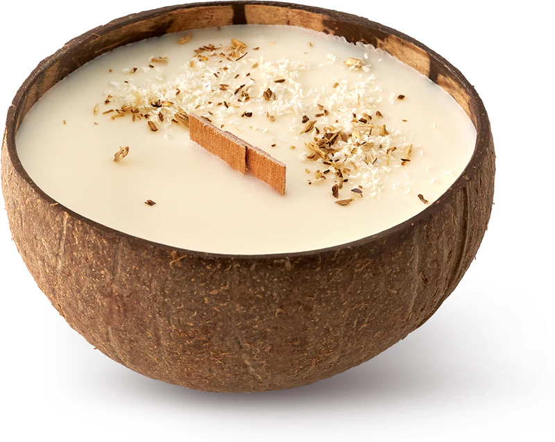 Tropicandle Coconut Sojawachskerze 200 ml mit Holzdocht in elegantem Glas