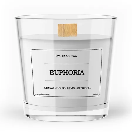 Sojawachskerze Euphoria 200 ml mit Holzdocht in elegantem Glasgefäß