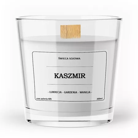 Sojawachskerze Kaschmir 200 ml mit Holzdocht in elegantem Glasgefäß