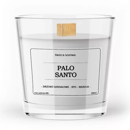 Sojawachskerze Palo Santo 200 ml mit Holzdocht in elegantem Glasgefäß