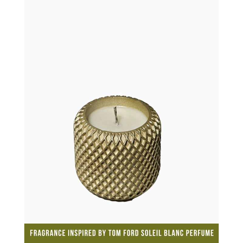 Goldene Sojakerze „Goldene Harmonie“ mit Duft von Tom Ford Soleil Blanc, luxuriöses Aroma für Wohnraum, Aromatherapie und Geschenke